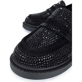 Resim Tamer Tanca Kadın Hakiki Deri Siyah Süet Loafer Ayakkabı 1061 2301-1 Bn Ayk Sk24-25 Sıyah Suet/tas SIYAH SUET 