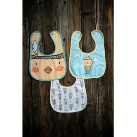 Resim Mai Perla Civciv Temalı Pamuku Microfiber Unisex Bebek Mama Önlüğü 