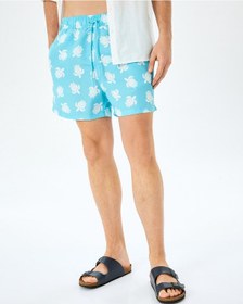 Resim Koton Kaplumbağa Desenli Oversize Beli Bağcıklı Cepli Deniz Şortu Mavi Desenli 5sam00011mw Mavi Desenli 