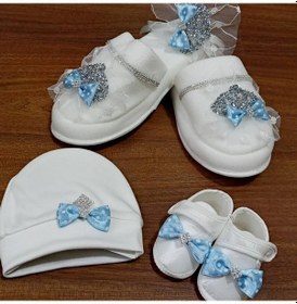 Resim Anne Bebek Lohusa Terlik Seti Mavi 