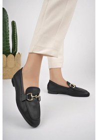 Resim Muggo Liza Garantili Metal Tokalı Kadın Loafer Günlük Ayakkabı 001 