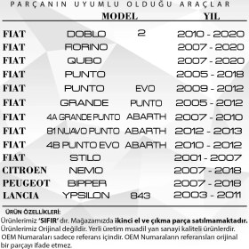 Resim Alpha Auto Part Fiat Doblo, Citroen Nemo, Peugeot Bipper Için Bagaj Perde Braketi- Sol 