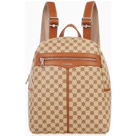 Resim Cengiz Pakel Monogram Kullanışlı Kadın Sırt Çantası - 7368p - Vizon/taba Çok renkli 