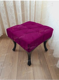 Resim Kapitoneli Makyaj Pufu Ayak Ucu Puf Siyah Ayak 45 45 Mor 