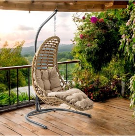 Resim Capri Swing Bodrum Tekli Rattan Bahçe Salıncağı | Balkon Salıncağı 