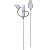 Resim Philips DLC2608SR 3in1 Lightning - USB C - Type-C 1.2 M Örme Beyaz Şarj Kablosu Philips