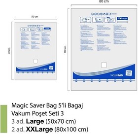 Resim Magic Saver Bag 5´Li Bagaj Vakumlu Poşet Seti 3 