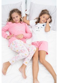 Resim For You Kids 4 Lü Kedi Desen Pembe Pijama Takımı 