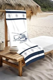 Resim Dijital Baskı Plaj Deniz Havlusu Helikopter Desenli Peştamal HVL0227 