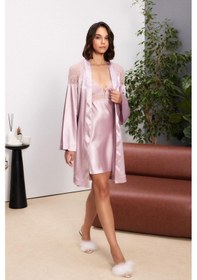 Resim Pierre Cardin 6'lı Rose Uzun Gecelik Sabahlık Set 6035 Rose 