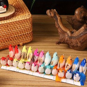 Resim 24 Adet Bahçe Tarzı Sahte Kuş Seti Suni Tüyler ve Tel Bağlantıları ile - Plastik Dekoratif Kuş Figürleri Ev ve Bahçe için, Elektrik Gerektirmez 
