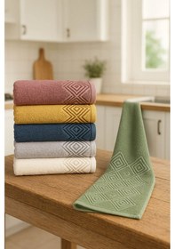 Resim 6'lı Mutfak Havlusu Seti 30x50 Cm %100 Pamuklu Kare Çok Renkli 