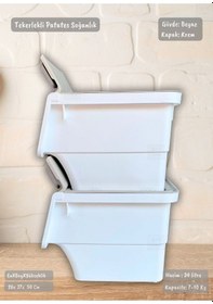 Resim 2'li Tekerlekli Patateslik Soğanlık Bpa Free Erzak Kutusu Sebzelik Oyuncaklık Beyaz Krem 24 Lt Krem-beyaz 