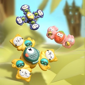 Resim 3 Parça Bebek Emme Kupa Döner Oyuncak Seti - 360° Dönüşlü & Süper Vantuz Gücü, Sevimli Karakter Tasarımlı, 3 Ay ve Üzeri Bebekler İçin Gelişim Oyuncağı 