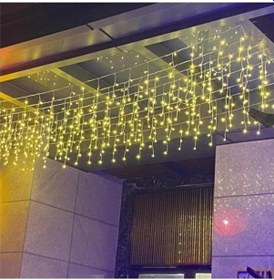 Resim 3 Metrelik Sarkıt Led Işık, 96 Ledli, Fişli Eklenebilir Model Sarkıt Perde Led Işığı Sarı 