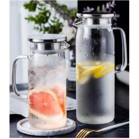 Resim BulutRetail 1500 ml Borosilikat Cam Su Sürahisi - Metal Kapaklı ve Isıya Dayanıklı 