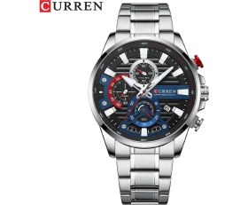 Resim Hanyang Gümüş Siyah Izle Erkekler Için Curren Lüks Kuvars Chronograph Spor Su Geçirmez Adam Saatler Askeri Moda Paslanmaz Çelik Kol Saati Saat (Yurt Dışından) 