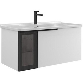 Resim Orka Pure 100 Cm Mat Beyaz Banyo Dolabı Alt Modül Ve Lavabo Navaro/antrasit 