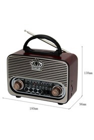 Resim güvenlisepet Nostalji Radyo Retro Wireless Bluetooth Hoparlör USB-TF Kart Giriş Şarjlı Bataryalı Pilli 