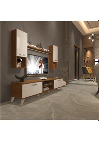 Resim Decoraktiv Eko 5da Slm Dvd Retro Tv Ünitesi Tv Sehpası Ceviz - Beyaz 