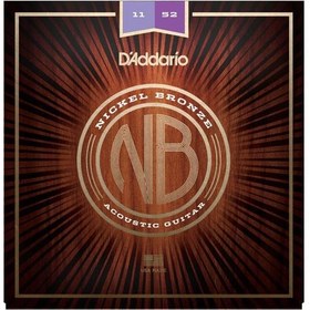 Resim D'Addario NB1152 Nickel Bronze Akustik Gitar Tel Seti - 11-52 Custom Light (Profesyonel) | Yüksek Harmonik Zenginlik, Üstün Manyetik Çıkış, Uzun Ömürlü Nikel Bronz Sargı 