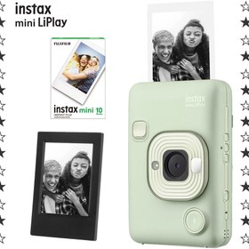 Resim Instax mini LiPlay Hybrid Matcha Green Fotoğraf Makinesi-10'lu Film ve Çerçeve Hediye Seti 