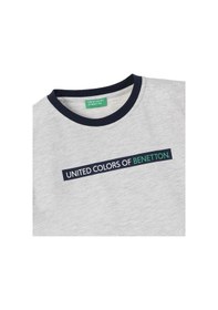 Resim United Colors Of Benetton Erkek Çocuk Gri Melanj T-shirt Bnt-b21374 Çok Renkli 