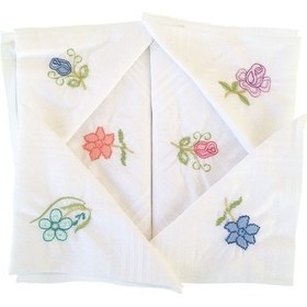Resim Hediyelik Işlemeli Bayan Mendili 6 Lı Paket 28X28 Cm Pamuk - Renkli Çok Renkli 