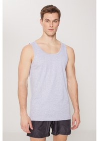 Resim AC&Co / Altınyıldız Classics Erkek Grı Melanj Standart Fit Normal Kesim %100 Pamuk 2'li Atlet Paketi 