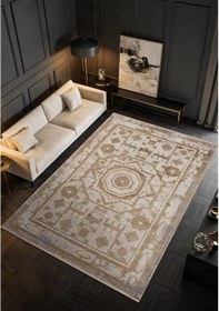 Resim Art At004b Vizon Halı Modern Desen Triko Akrilik Viskon Boyama Yüksek Sıklık Ipek Serisi-763 Vizon 