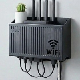 Resim İlk El Grup Duvar Tipi Wi-Fi Modem Saklama Kutusu(Siyah) - Kablo Düzenleyici Router Raf Organizer (4887) 
