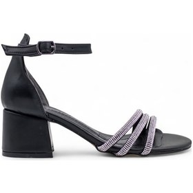 Resim Berk Taşlı Alçak Topuklu Abiye Cilt Siyah 