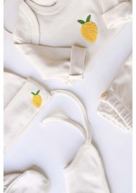 Resim Limon Nakışlı 5li Uzun Kollu Yenidoğan Set Krem 