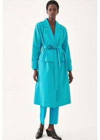 Resim Perspective Adars Rahat Kalıp Erkek Yaka Turkuaz Renk Trench Mont Çok Renkli 