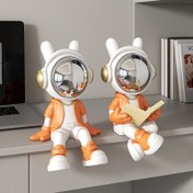 Resim 1 adet Fantezi Astronot Figür, Reçine Heykel Kitaplık, Oturma Odası, Ofis, Çalışma Masası Ev Dekoru, Esnek Oda Yerleştirme, Noel ve Şükran Günü için İdeal, Güç Gerekmez 