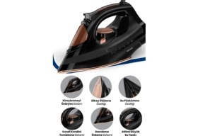 Resim GoldMaster Samba 2200 Watt Seramik Tabanlı Otomatik Kapanma Özellikli 160 gr Şok Buharlı Ütü 