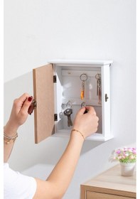 Resim Porsima 2072 Duvara Montajlı Dekoratif Anahtarlık Dolabı - Duvar Askılı Anahtar Saklama Kabini 18,5x25,5cm 