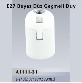 Resim 100 Adet E27 Beyaz Düz Geçmeli Duy 