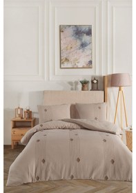 Resim Elart Alva Çift Kişilik Nevresim Takımı 4 Parça Bej Bej 