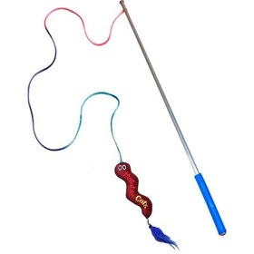 Resim Matatabi Cats Saplı Wormy Sesli Peluş Oyuncaklı Kedi Oltası 45 CM 