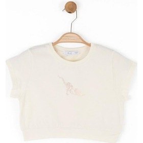 Resim Nk Kids Kız Çocuk Pamuklu Crop Tshirt-15554 Bej 