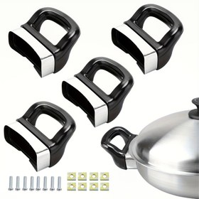 Resim 4/6 adet Tencere Kolu Yan Metal Buharlı Tencere Kolu Kulak Değiştirme Metal Tencere Kolu Buharlı Tencere Steamer Sos Tenceresi Değiştirme Kısa Yan Kolu 