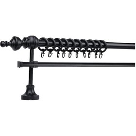 Resim Siyah Ceren Demonte Başlıklı Ahşap Rustik Perde Askısı - Tek Raylı - 250 Cm 