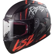 Resim LS2 Rapid 2 Raven Full Face Motosiklet Kask Siyah - Beyaz - Kırmızı 