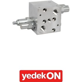 Resim 1/2” BSP İçten (8:1) Pilot Uyarılı Hidro Motor Yük Tutma Valfi -Çiftli- (Açık Merkez)-Flanş Bağlantılı 