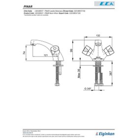 Resim Eca Pınar Lavabo Bataryası Krom 102108557 