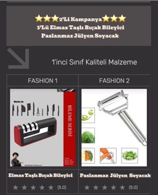 Resim 2'li Set Bıçak Bileyici Ve Jülyen Meyve Sebze Soyacak 