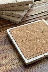 Resim Oscar Stone Decor Taş Bardak Altlığı Balık-Fish - 4 LÜ SET(10 cmx10 cm) 