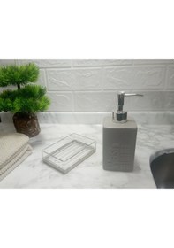 Resim Sıvı Sabunluk Ve Sabunluk 2 Li Banyo Seti,gri Renkli Çok Renkli 