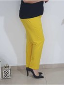 Resim Melis Designer Büyük Beden Klasik Kalem Pantolon Sarı 